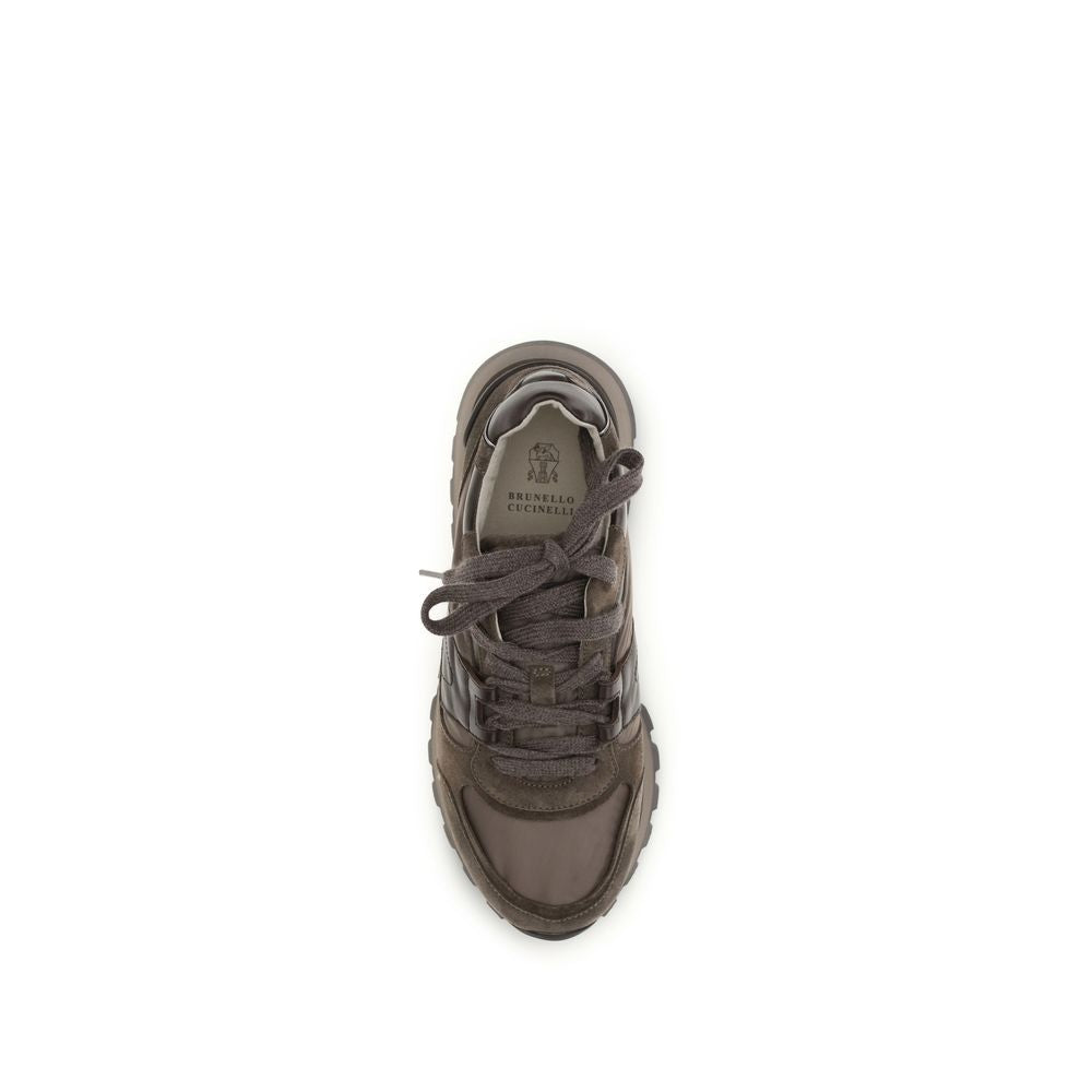 Athletic Sneakers by Brunello Cucinelli for women in bos taurus calf suede leather brown presents a sleek silhouette, perfectly capturing the athletic style essence of Women's Athletic Bos Taurus Calf Suede Leather Sneakers with its sleek design and premium finish.