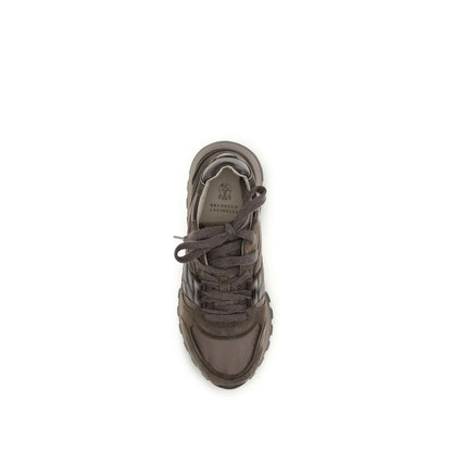 Athletic Sneakers by Brunello Cucinelli for women in bos taurus calf suede leather brown presents a sleek silhouette, perfectly capturing the athletic style essence of Women's Athletic Bos Taurus Calf Suede Leather Sneakers with its sleek design and premium finish.
