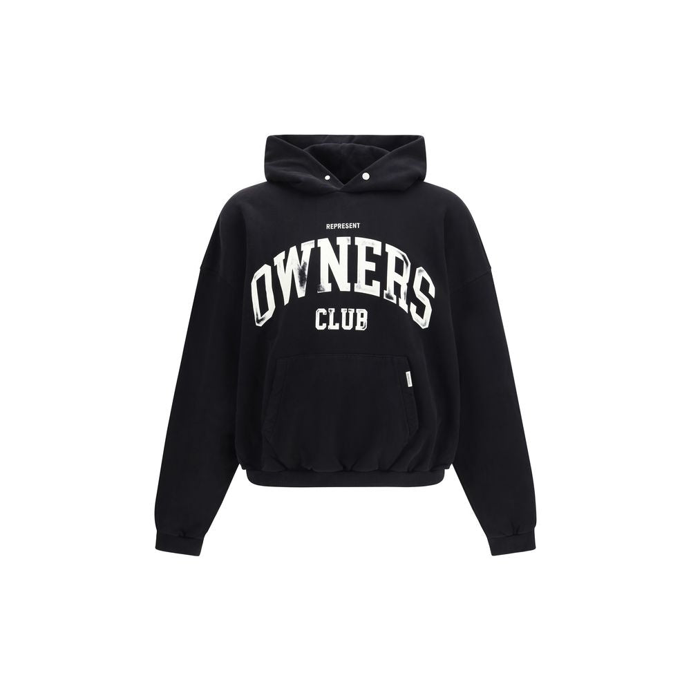 Sweatshirt Hoodie by Represent for men in cotton & carbon black features a slouchy chic silhouette, detailed with a slouchy chic and a signature hooded neckline for an elevated aesthetic.