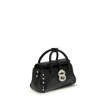 Handbag by Zanellato for women in bos taurus calf leather black features a signature silhouette, showcasing a secure magnetic, buckle & roll-top and signature with versatile shoulder-strap & adjustable-strap for a sophisticated look.