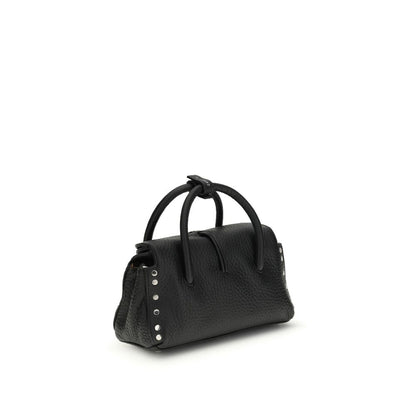 Handbag by Zanellato for women in bos taurus calf leather black features an refined silhouette, showcasing a secure magnetic, buckle & roll-top, ample , and versatile shoulder-strap & adjustable-strap for a sophisticated refined aesthetic.