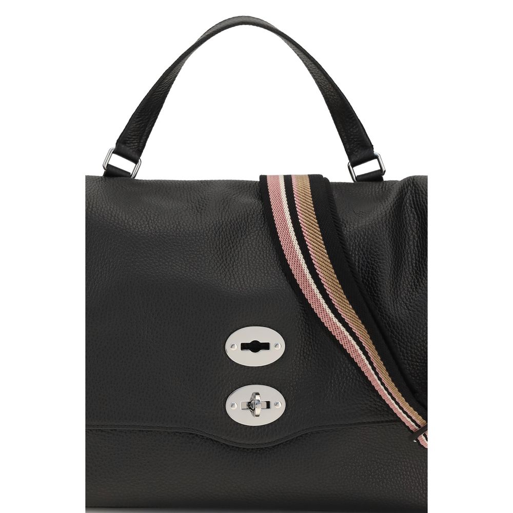 Medium Shoulder Bag by Zanellato for women in bos taurus calf leather black & multicolor features an effortlessly chic silhouette with a secure zipper, ample , and versatile shoulder-strap, handle & adjustable-strap for effortlessly chic everyday luxury.
