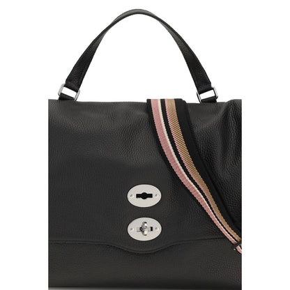Medium Shoulder Bag by Zanellato for women in bos taurus calf leather black & multicolor features an effortlessly chic silhouette with a secure zipper, ample , and versatile shoulder-strap, handle & adjustable-strap for effortlessly chic everyday luxury.