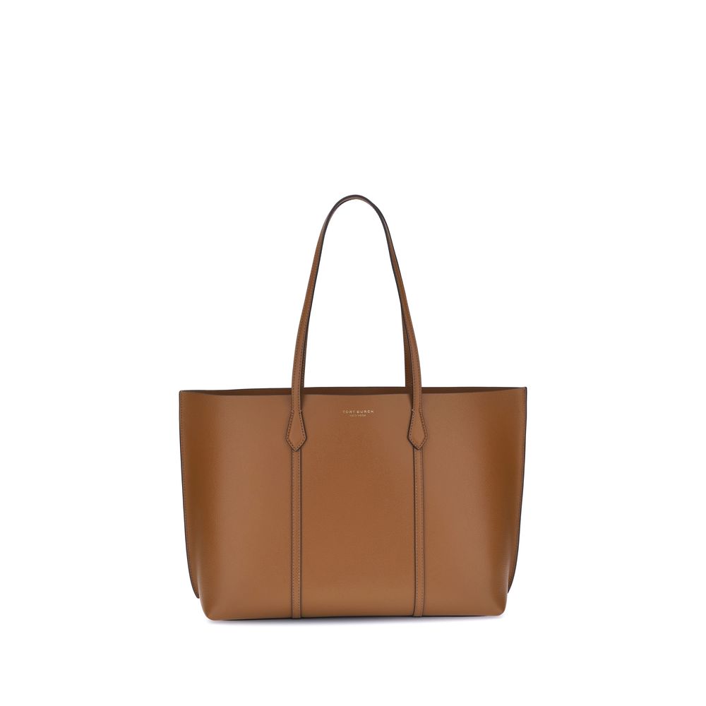 Small Tote Clutch Handbag by Tory Burch for women in bos taurus grained calf leather brown & gold presents a ornamental silhouette, showcasing a secure , ample , and versatile handle for a ornamental finish.