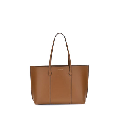 Small Tote Clutch Handbag by Tory Burch for women in bos taurus grained calf leather brown & gold presents a ornamental silhouette, showcasing a secure , ample , and versatile handle for a ornamental finish.