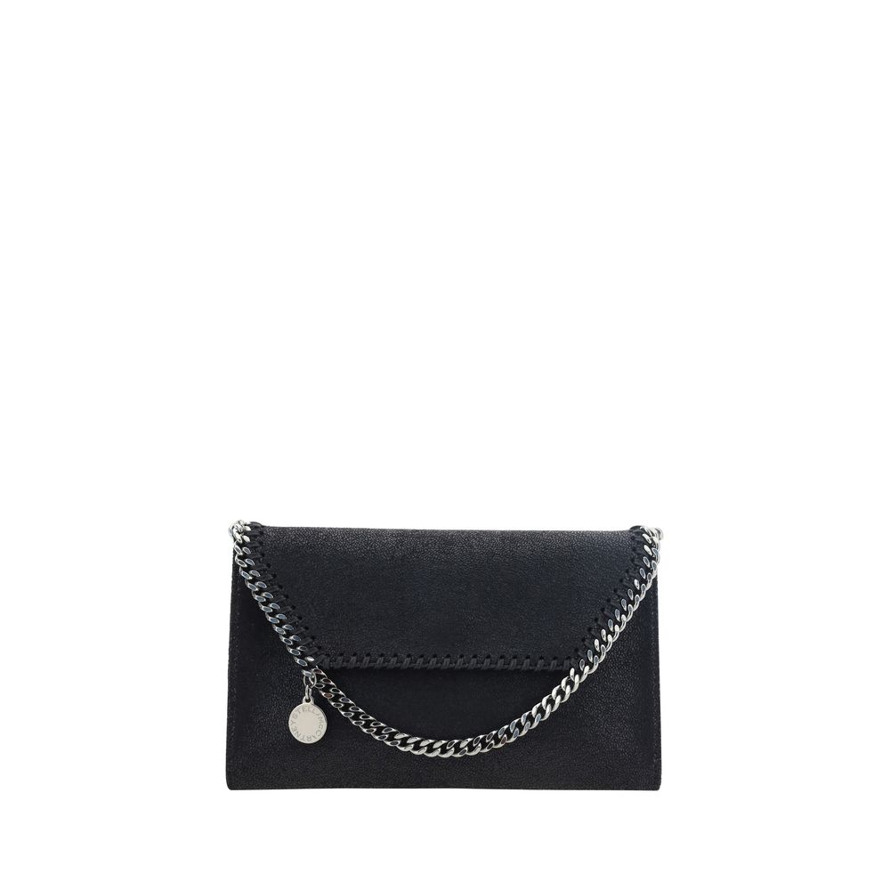 Mini Shoulder Flap Bag by Stella McCartney for women in polyester faux leather black, silver & signature showcases a enviable silhouette, artfully detailed with a secure flap & magnetic, organized , and versatile shoulder-strap for a enviable look.