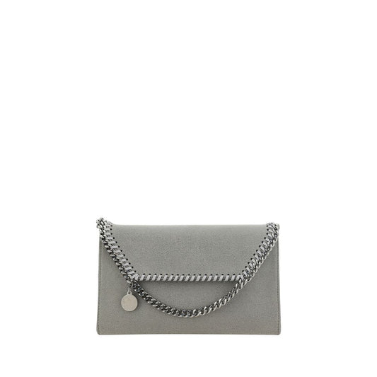 Compact Flap Shoulder Bag by Stella McCartney for women in polyester faux leather gray, silver & signature features a distinguished silhouette, showcasing a secure flap & magnetic and distinguished with versatile shoulder-strap for a distinguished finish.