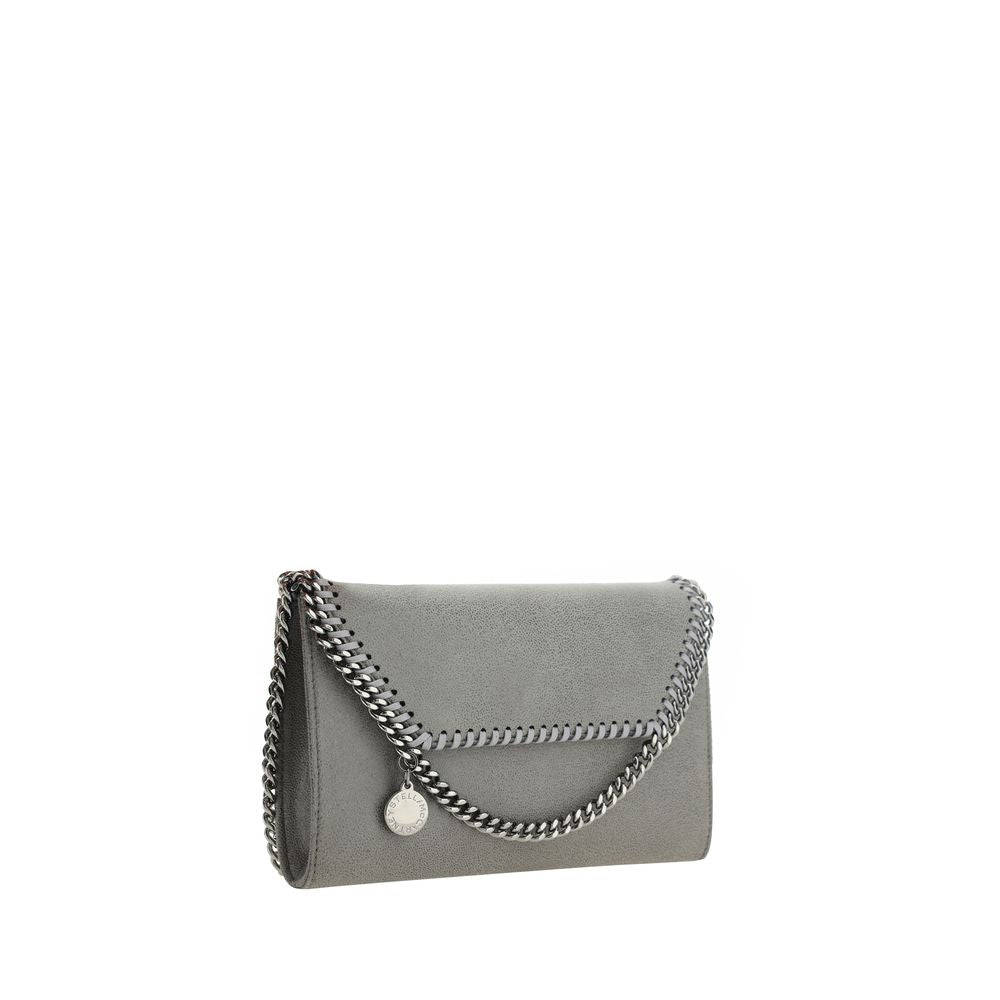 Compact Flap Shoulder Bag by Stella McCartney for women in polyester faux leather gray, silver & signature showcases a enviable silhouette, artfully detailed with a secure flap & magnetic, organized , and versatile shoulder-strap for a enviable look.