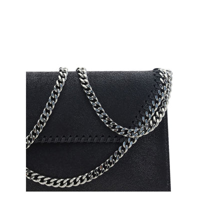 Mini Shoulder Flap Bag by Stella McCartney for women in polyester faux leather black, silver & signature showcases a enviable silhouette, artfully detailed with a secure flap & magnetic, organized , and versatile shoulder-strap for a enviable look.