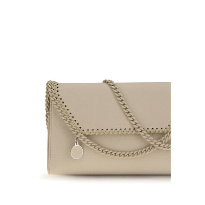 Shoulder Flap Bag by Stella McCartney for women in polyester leather beige, signature, monogram & print showcases a enviable silhouette, artfully detailed with a secure flap & magnetic, organized single-compartment, and versatile shoulder-strap for a enviable look.