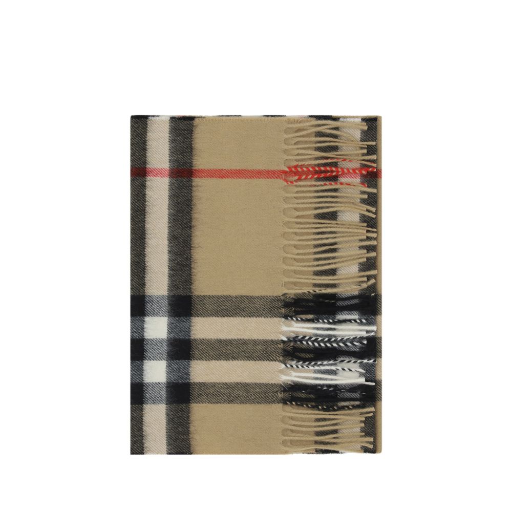 Scarf by Burberry for women in cashmere brown & patterned showcases a eye catching silhouette, artfully capturing the essence of the eye catching Cashmere Shawl Fringes Scarf design for a sophisticated look.
