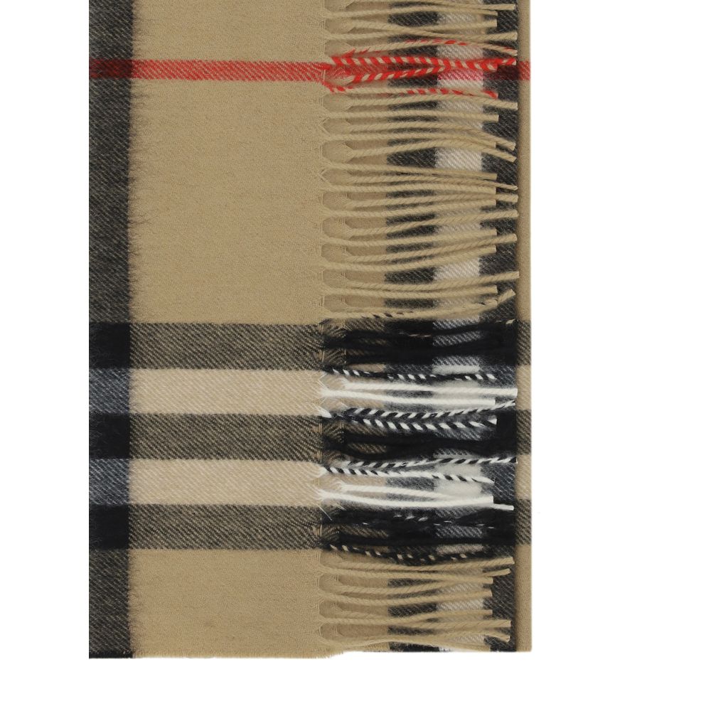 Scarf by Burberry for women in cashmere brown & patterned presents a effortlessly chic silhouette, artfully capturing the essence of the effortlessly chic Cashmere Shawl Fringes Scarf design for a sophisticated look.