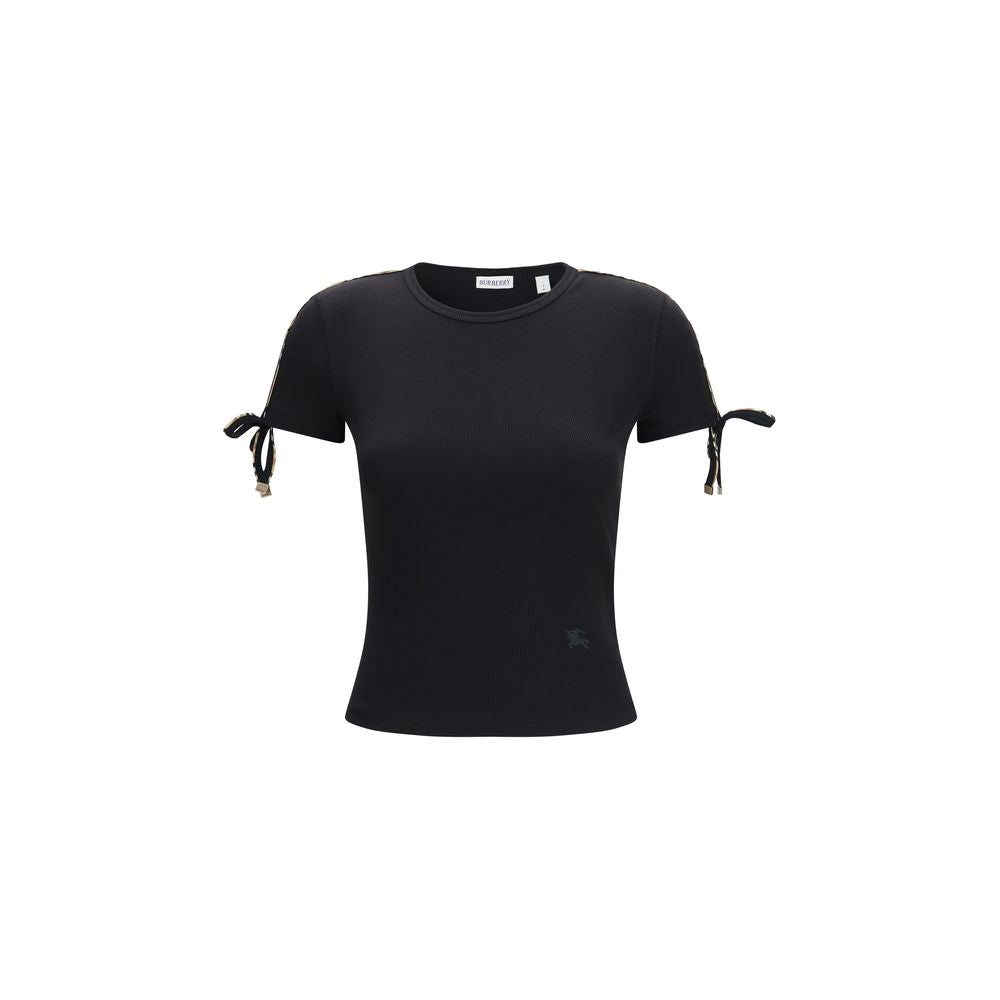 T-Shirt by Burberry for women in cotton beige, black, gold & sand features a plush silhouette, showcasing a sophisticated crew neckline and for a truly plush finish.