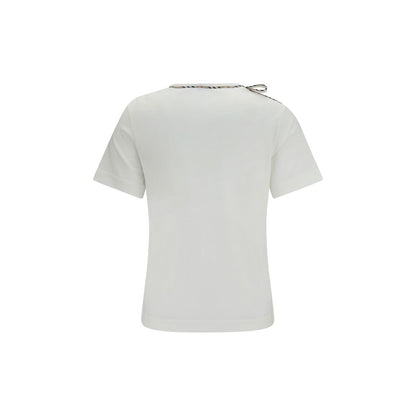 T-Shirt by Burberry for women in cotton beige, gold, sand & white features a plush silhouette, showcasing a sophisticated crew neckline and for a truly plush finish.