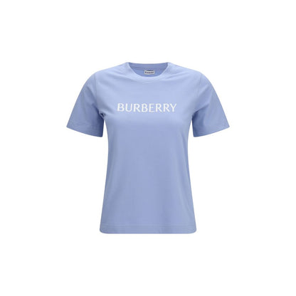 T-Shirt by Burberry for women in cotton blue showcases a chic silhouette, artfully detailed with a chic crew neckline and short-sleeve for a chic finish.