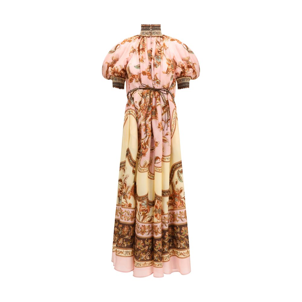 Dress by Zimmermann for women in silk multicolor, patterned & print features an magnificent silhouette, artfully detailed with a magnificent and short-sleeve that flows into an magnificent short long.