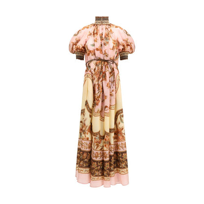 Dress by Zimmermann for women in silk multicolor, patterned & print features an magnificent silhouette, artfully detailed with a magnificent and short-sleeve that flows into an magnificent short long.