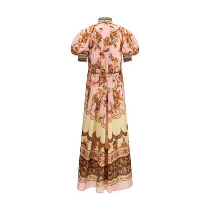 Dress by Zimmermann for women in silk multicolor, patterned & print presents a sinuous silhouette, showcasing a sophisticated and detailed with a sinuous short long for a refined finish.