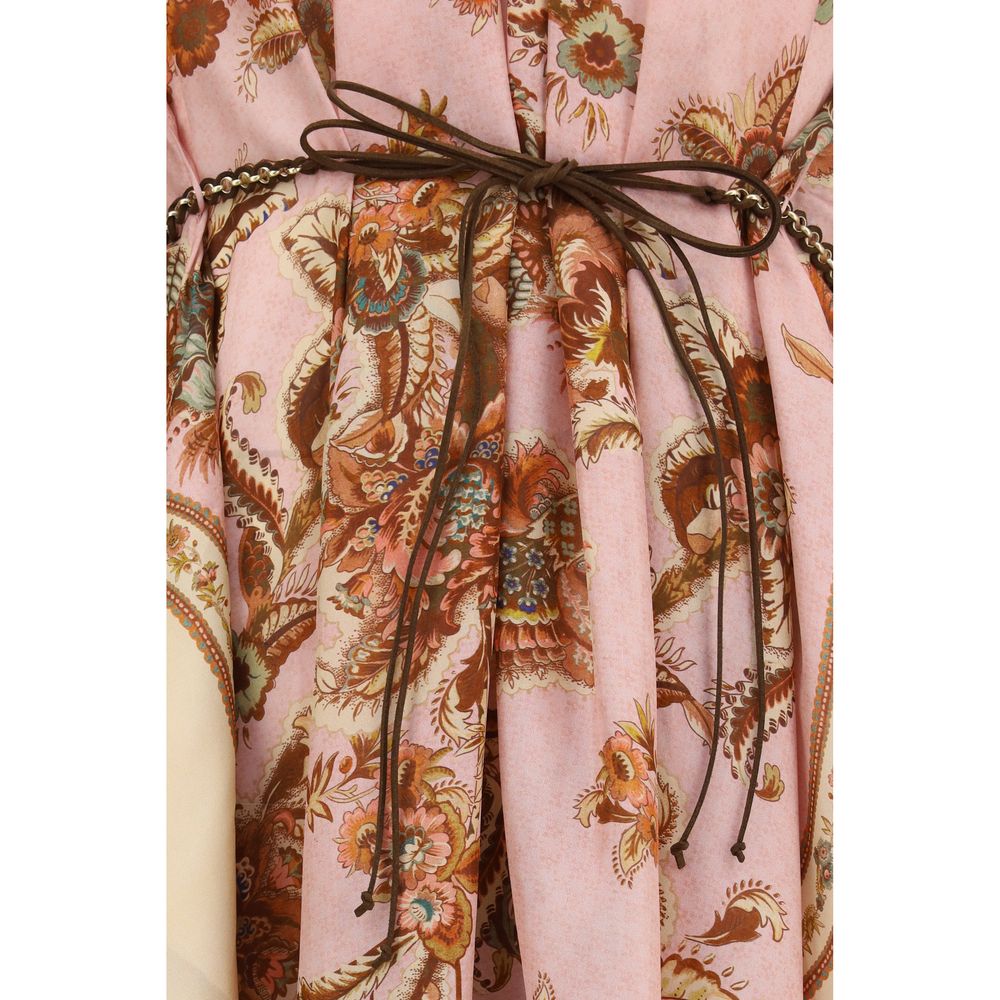 Dress by Zimmermann for women in silk multicolor, patterned & print features an sultry silhouette defined by a and , falling to an sultry short long for a sultry look.