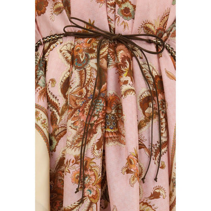 Dress by Zimmermann for women in silk multicolor, patterned & print features an sultry silhouette defined by a and , falling to an sultry short long for a sultry look.