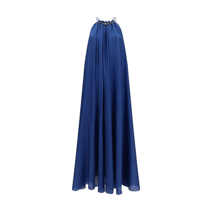 Dress by Zimmermann for women in silk blue & pearl features an sultry silhouette defined by a and sleeveless, falling to an sultry long for a sultry look.