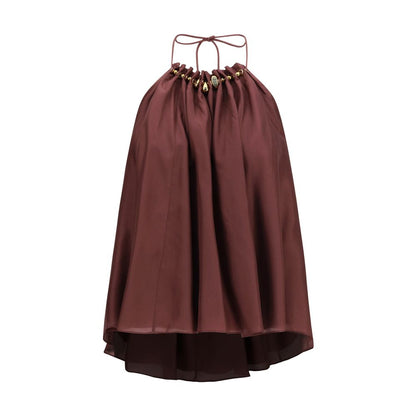 Zimmermann Bordeaux Silk Sleeveles T-Shirt