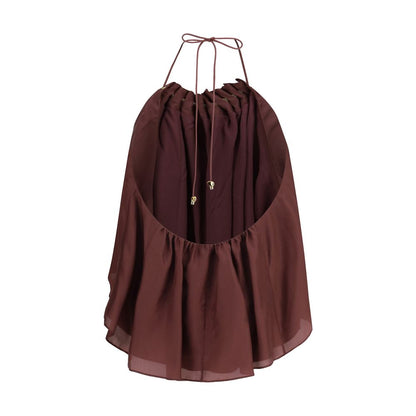 Zimmermann Bordeaux Silk Sleeveles T-Shirt
