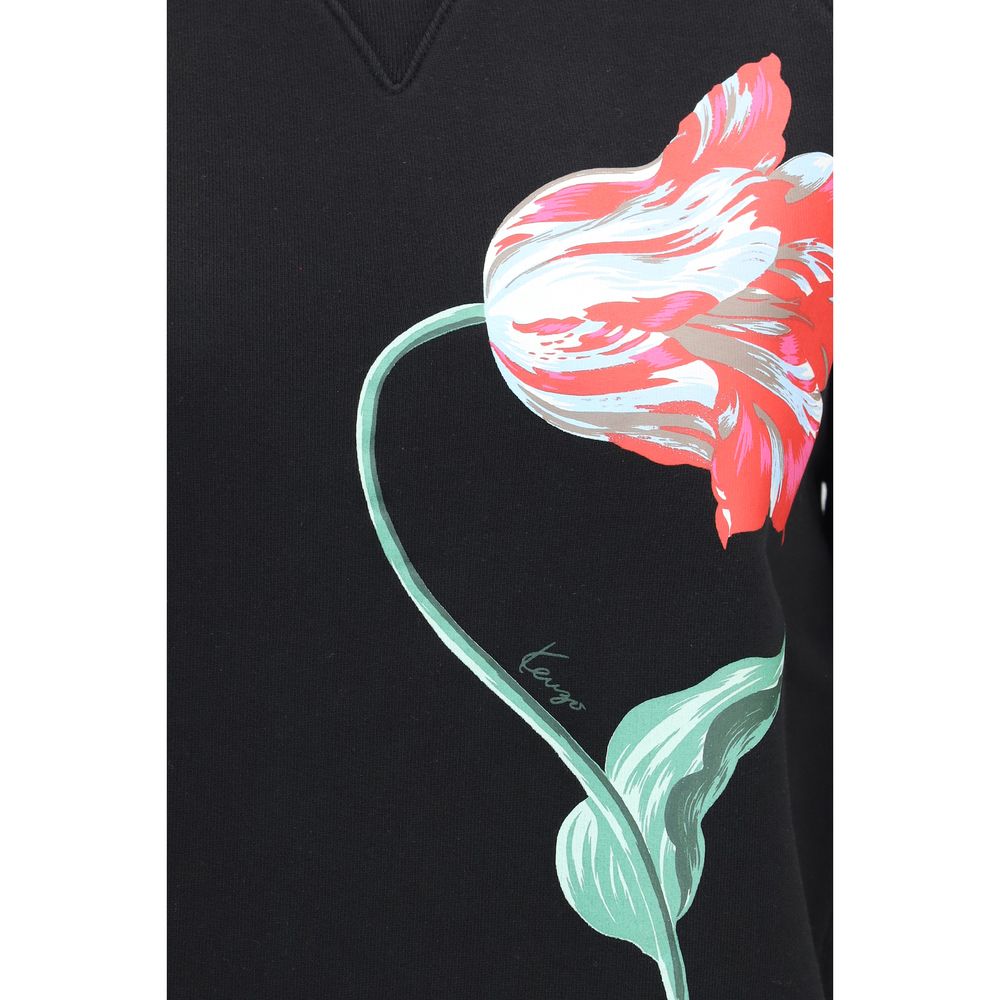 Sweatshirt by Kenzo for women in cotton black & print features a unrivaled silhouette with a refined and unrivaled detailing for a sophisticated look.