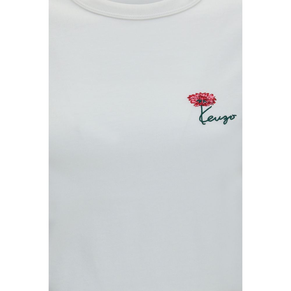 T-Shirt by Kenzo for women in cotton white, floral, signature & print showcases a chic silhouette, artfully detailed with a chic and for a chic finish.
