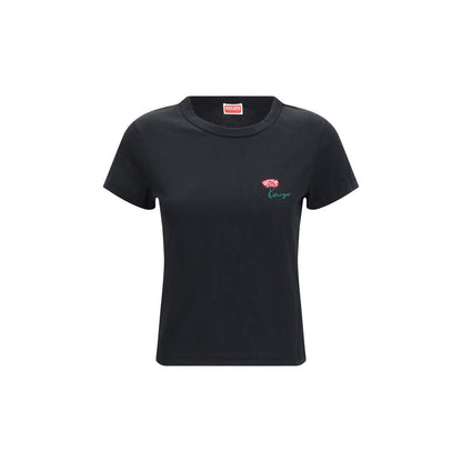 Kenzo Women's Regular Fit Cotton T-Shirt - Black Floral Signature Print
