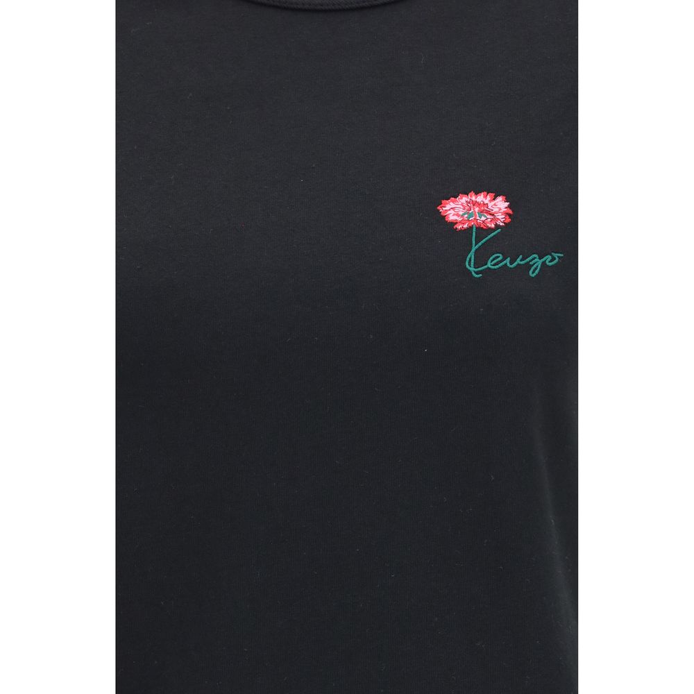 Kenzo Women's Regular Fit Cotton T-Shirt - Black Floral Signature Print