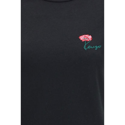Kenzo Women's Regular Fit Cotton T-Shirt - Black Floral Signature Print