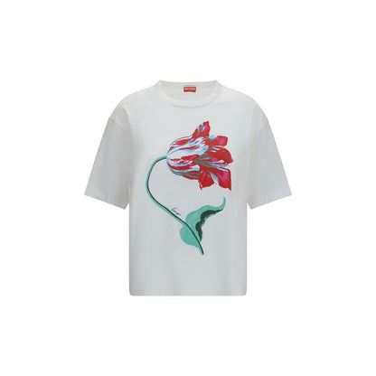T-Shirt by Kenzo for women in cotton white, floral, signature & print features a plush silhouette, showcasing a sophisticated and for a truly plush finish.