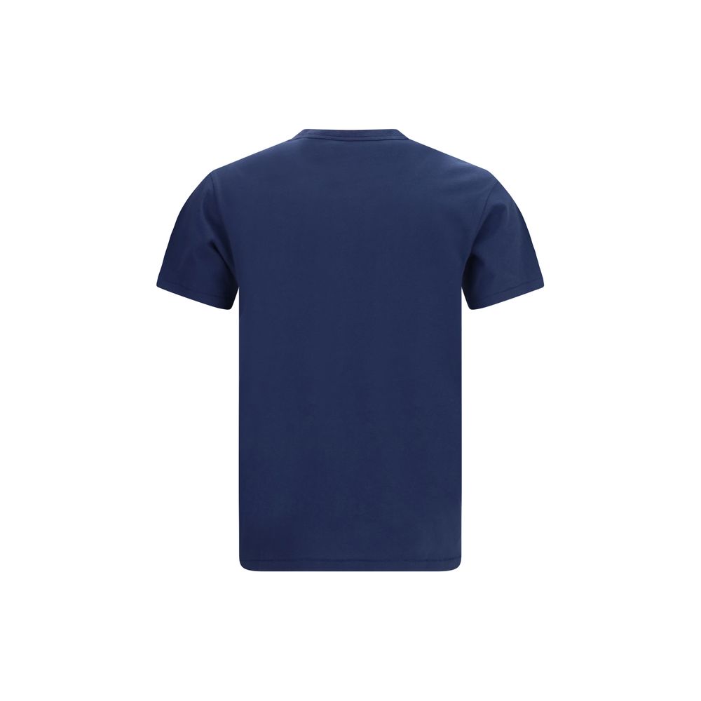 T-Shirt by Kenzo for men in cotton blue & signature showcases a fashionable silhouette, elegantly detailed with a fashionable and crew neckline for a sophisticated, high-fashion look.