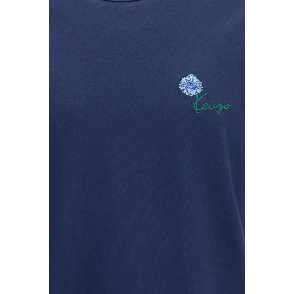 T-Shirt by Kenzo for men in cotton blue & signature features a plush silhouette, showcasing a sophisticated crew neckline and for a truly plush finish.