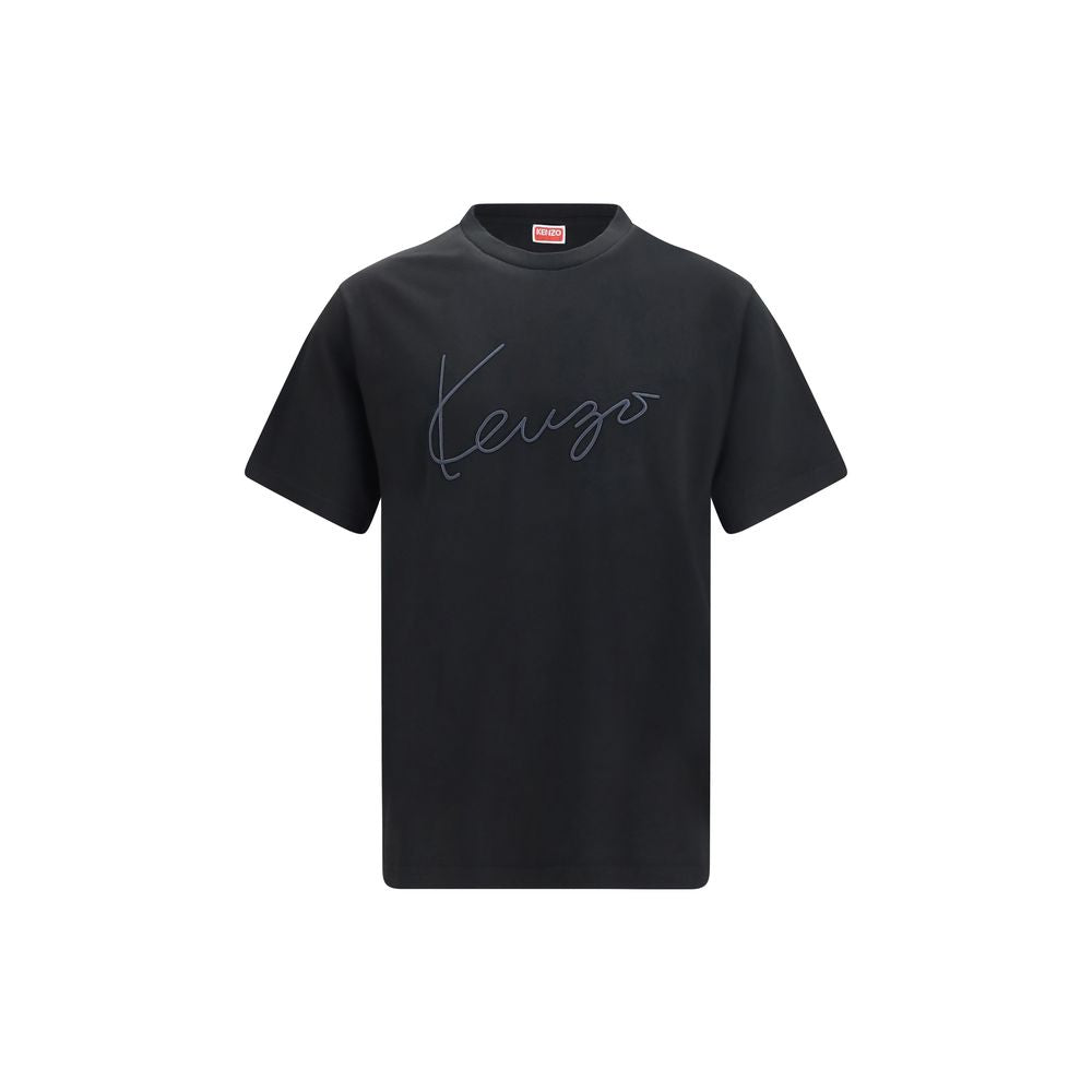 T-Shirt by Kenzo for men in cotton black & signature showcases a unassuming silhouette, artfully detailed with a refined and unassuming for a sophisticated, contemporary look.