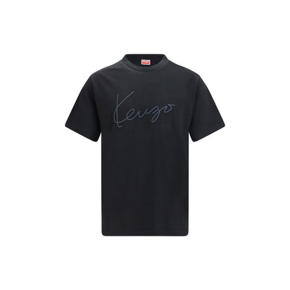 T-Shirt by Kenzo for men in cotton black & signature showcases a unassuming silhouette, artfully detailed with a refined and unassuming for a sophisticated, contemporary look.