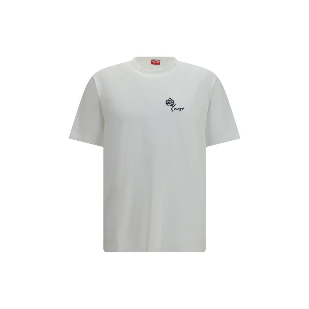 T-Shirt by Kenzo for men in cotton white, floral, signature & print showcases a fashionable silhouette, elegantly detailed with a fashionable and for a sophisticated, high-fashion look.