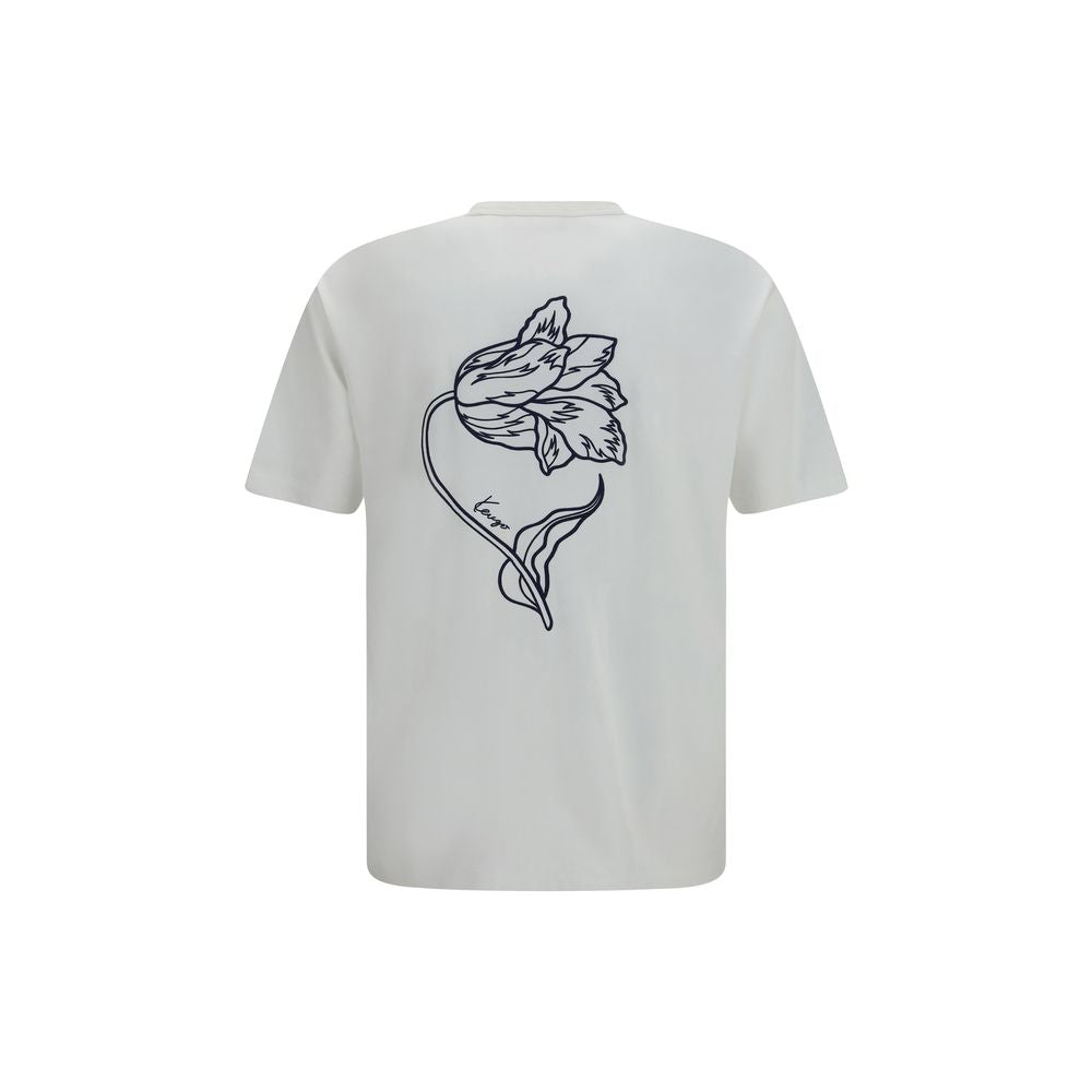 T-Shirt by Kenzo for men in cotton white, floral, signature & print features an edgy silhouette, meticulously detailed with a sophisticated and for a truly edgy finish.