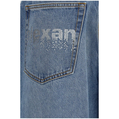 Jeans by Alexander Wang for women in denim cotton & crystal blue features a polished silhouette with a polished oversized, reaching a polished long and finished with a polished mid rise.