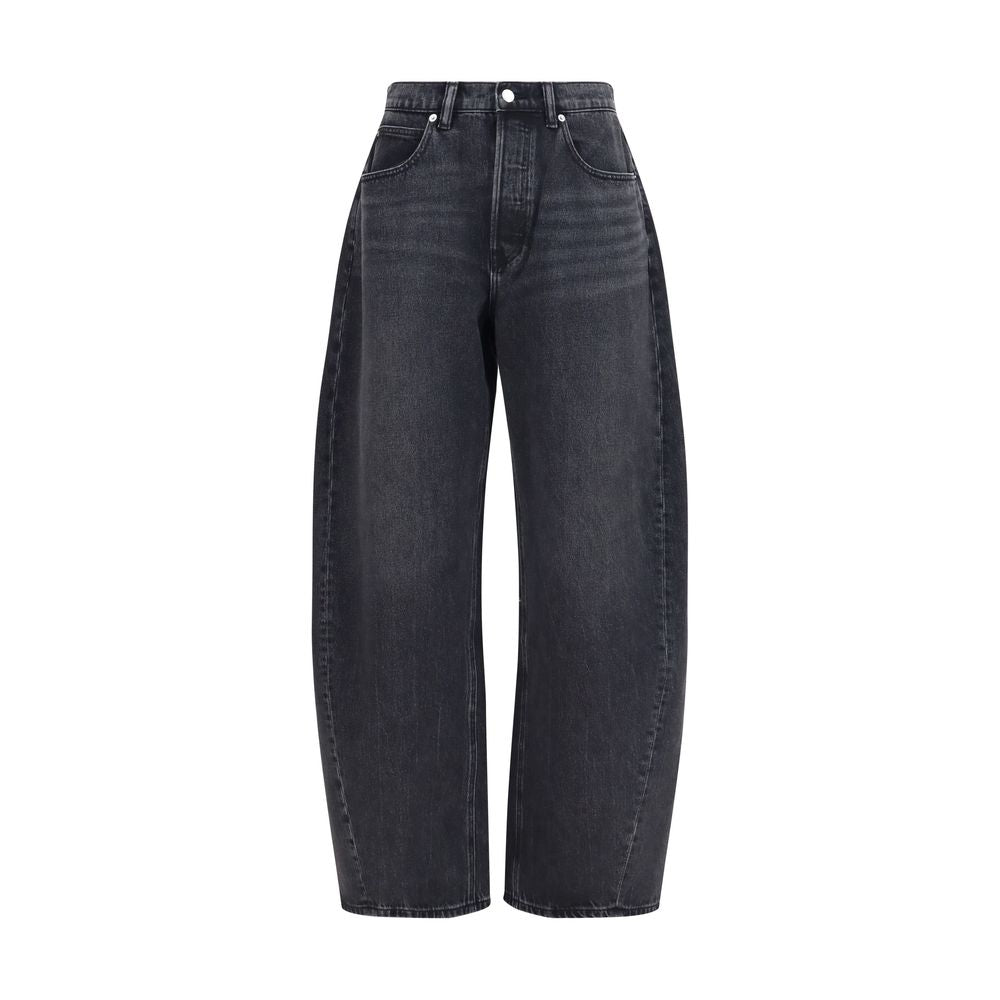 Jeans by Alexander Wang for women in denim cotton & crystal black features an refined tailoring silhouette, showcasing a premium oversized with a mid rise and long cut for a refined tailoring look.