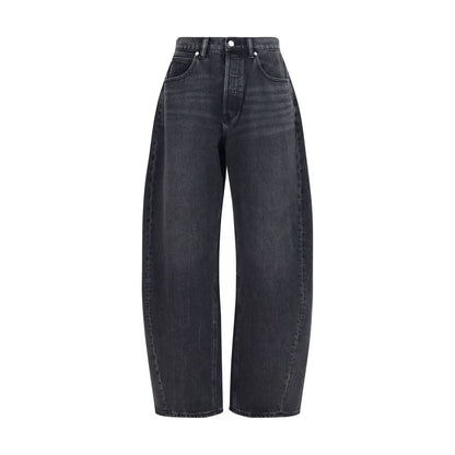 Jeans by Alexander Wang for women in denim cotton & crystal black features an refined tailoring silhouette, showcasing a premium oversized with a mid rise and long cut for a refined tailoring look.