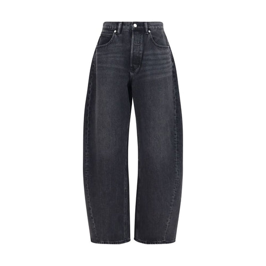 Jeans by Alexander Wang for women in denim cotton & crystal black features an refined tailoring silhouette, showcasing a premium oversized with a mid rise and long cut for a refined tailoring look.