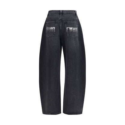 Jeans by Alexander Wang for women in denim cotton & crystal black features an sophisticated mid rise and oversized with a precise long, creating a sophisticated and sophisticated silhouette.