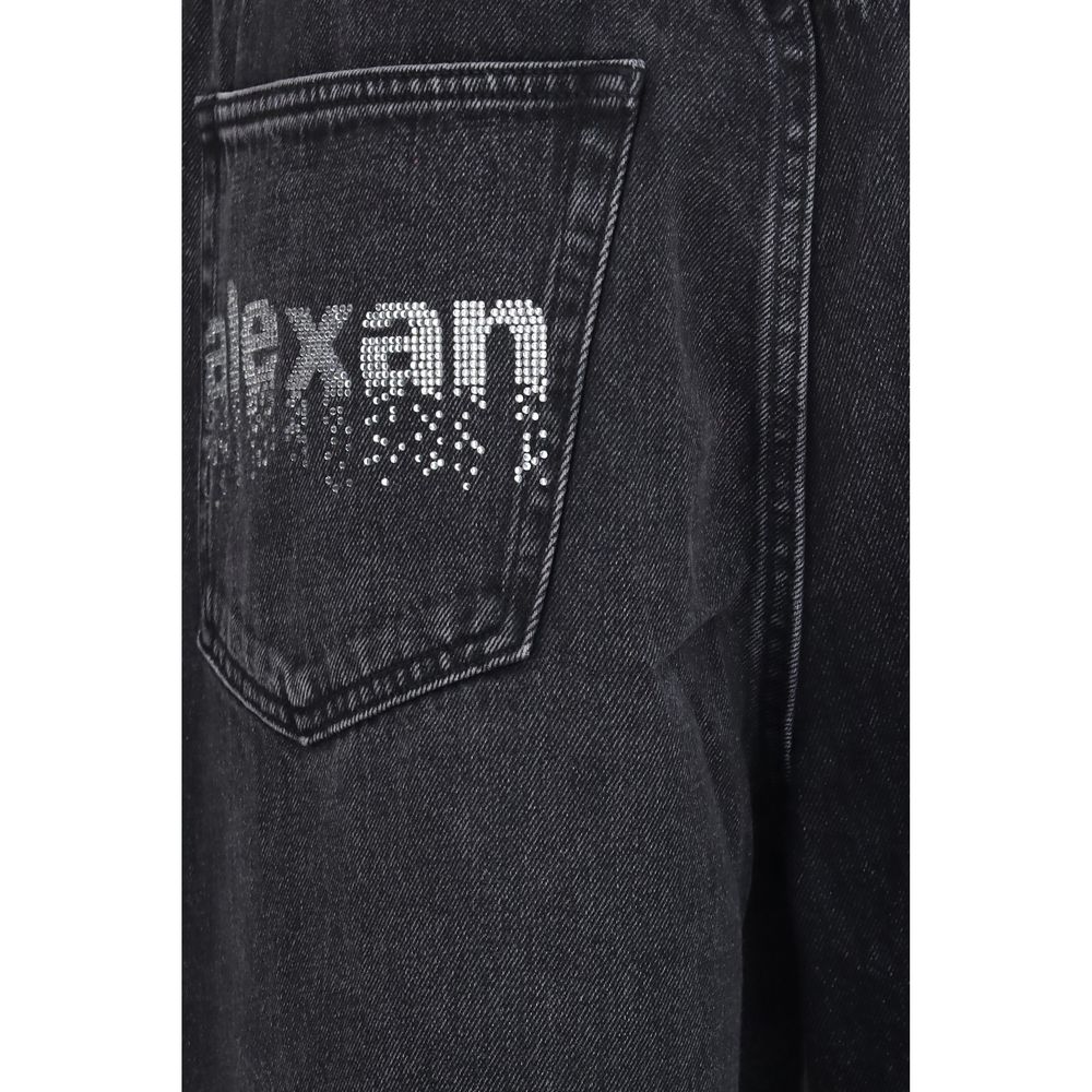 Jeans by Alexander Wang for women in denim cotton & crystal black features a refined silhouette with a refined oversized, defined by a mid rise and a refined long for a refined finish.