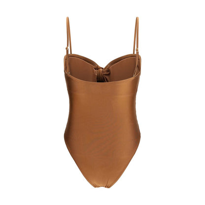One-Piece Swimsuit by Zimmermann for women in polyamide beige showcases a couture inspired silhouette from the Women's Polyamide One-Piece Swimsuit collection, featuring a couture inspired cut designed for a couture inspired and couture inspired poolside look.