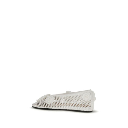 Ballet Flat Shoes by Ganni for women in polyethylene polyurethane & viscose white & floral showcases a enchanting silhouette as part of the Crochet Jenny Women's Polyethylene Polyurethane & Viscose Ballet Flat Shoes collection, defined by a enchanting square toe style and for a enchanting look.