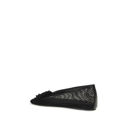 Ballet Flat Shoes by Ganni for women in polyethylene polyurethane & viscose black & floral showcases a dynamic silhouette, artfully capturing Crochet Jenny Women's Polyethylene Polyurethane & Viscose Ballet Flat Shoes through its distinctive and elegant square toe style.
