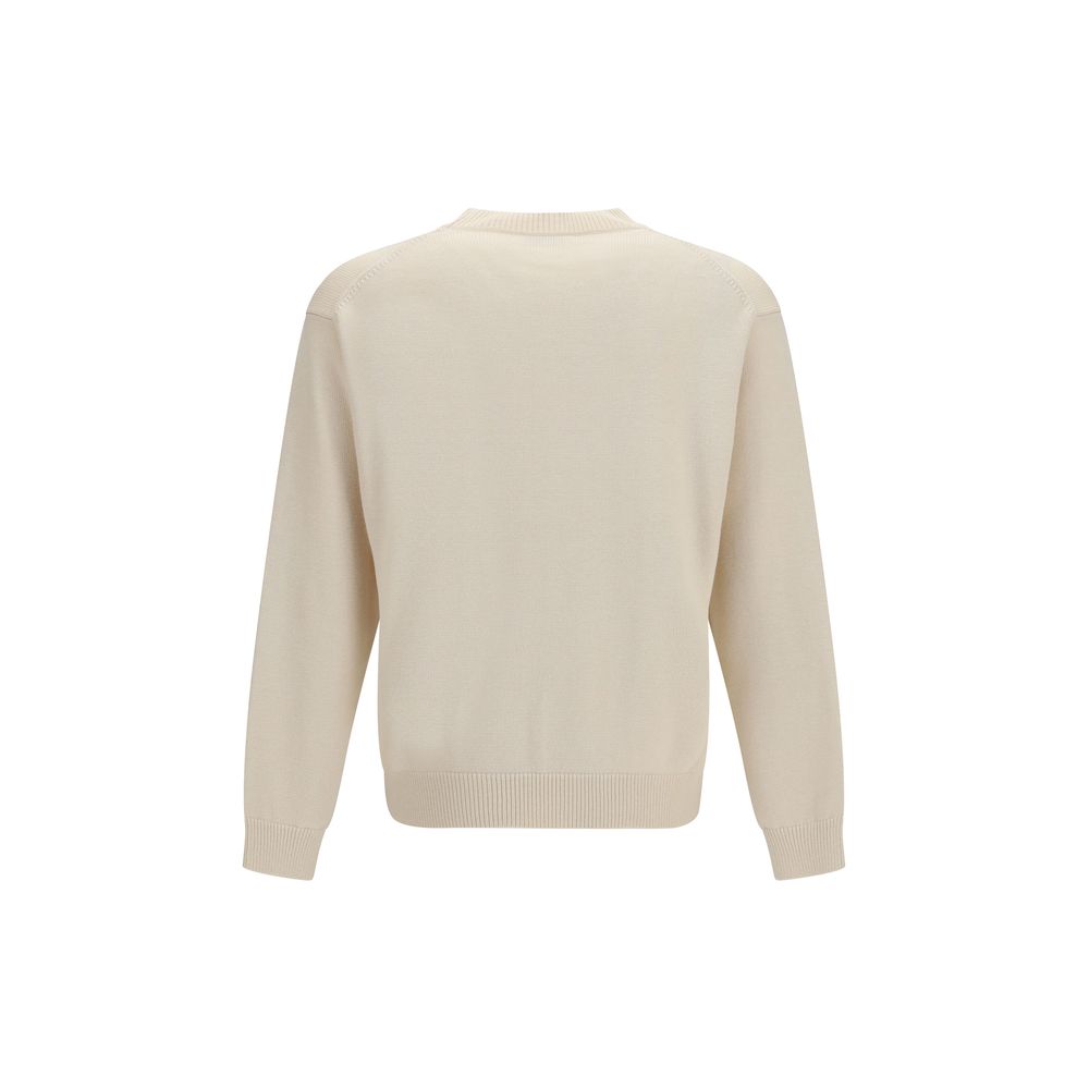 Sweatshirt by Kenzo for men in cotton & merino wool beige & signature showcases a slouchy chic silhouette, artfully detailed with a slouchy chic crew neckline and for a slouchy chic finish.