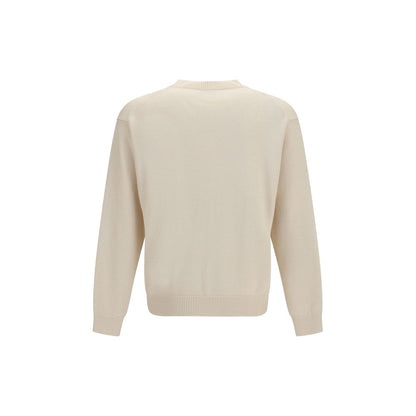 Sweatshirt by Kenzo for men in cotton & merino wool beige & signature showcases a slouchy chic silhouette, artfully detailed with a slouchy chic crew neckline and for a slouchy chic finish.